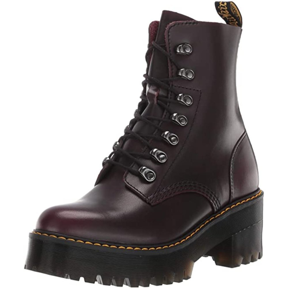 NWT Dr. Martens Platform Leona Boots in Burgundy